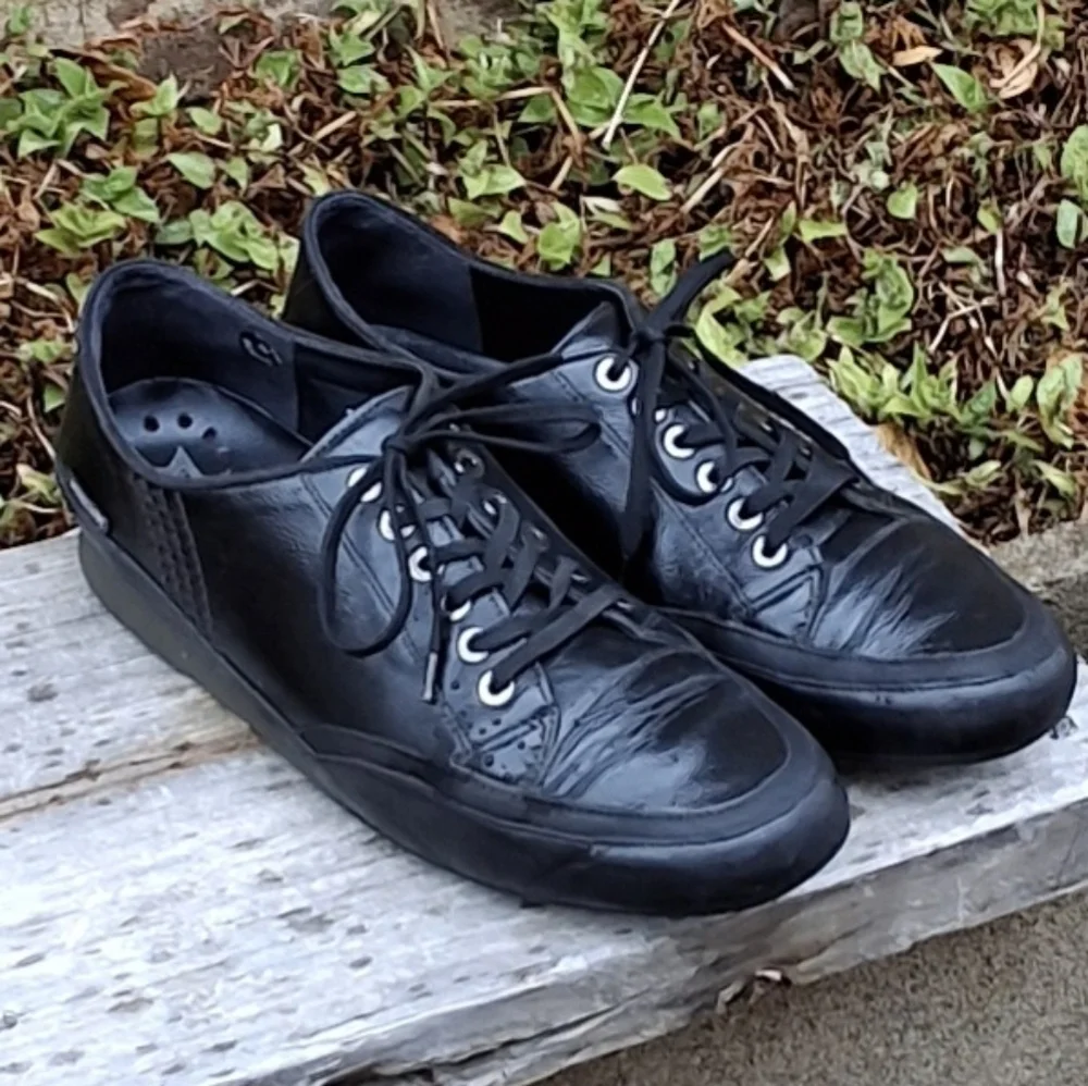 Mephisto Air Relax Black Leather Lace-Up Low Top Comfy Shoes Women Size 9.5